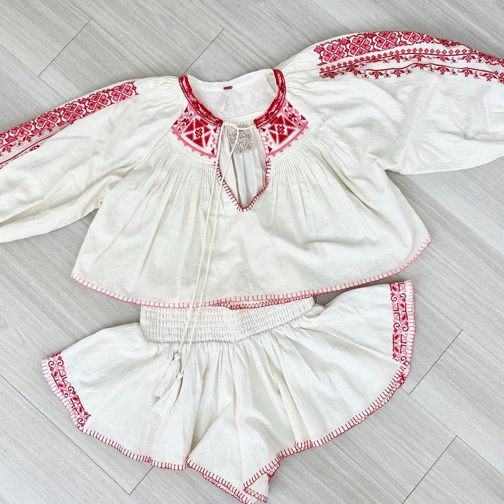 Free People Boho Embroidered Two-Piece